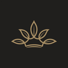 Fototapeta premium Golden crown with leaf design on symbol luxury