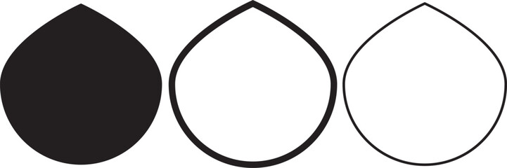 Three teardrop shapes in different line styles and fill © Md. Habibur