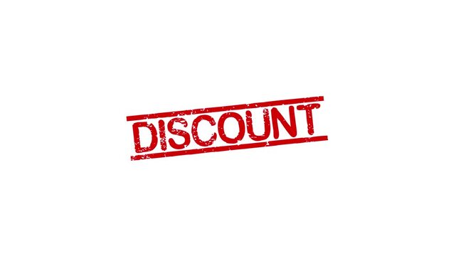 Discount rubber stamp animation. discount texture text Up to down motion graphics. stamp zooming and hit effect 4k video.