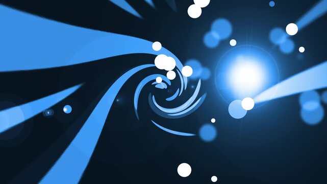 Abstract spiral with light flares and bokeh dots particles background