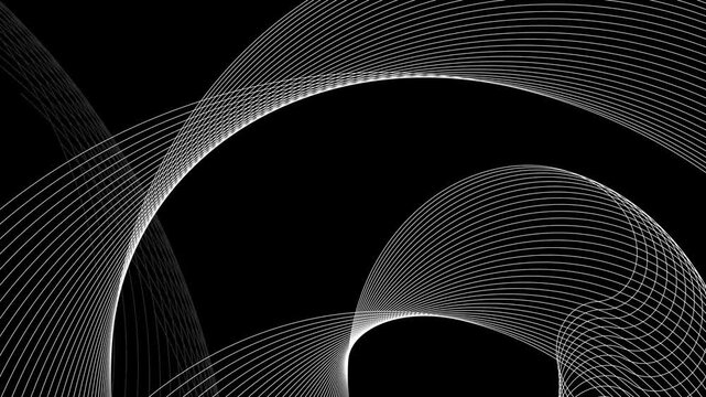 Abstract curved line wave pattern background animation, Curved line patterns on background forming overlapping wave-like arcs