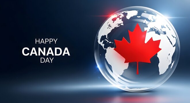 Vibrant canada day globe with maple leaf emblem celebrating national pride