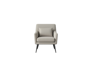 Fototapeta premium Modern beige armchair furniture with cushion on transparent background