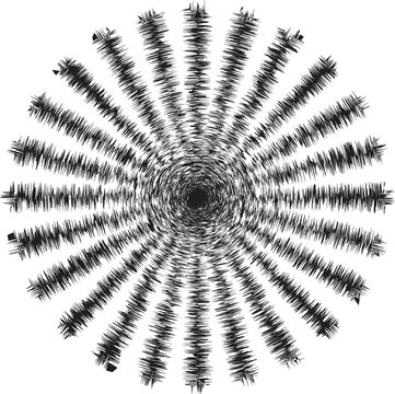 Abstract Radial Burst Glitch Pattern with Fragmented Wave Lines Design