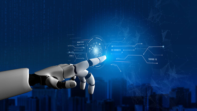 AI processing digital data through neural circuits, analyzing signals, powering intelligence, and managing core functions in a connected technology framework. Vouch