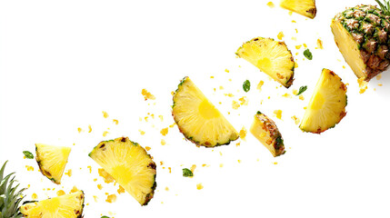 Naklejka premium slice of pineapple isolated on a transparent background