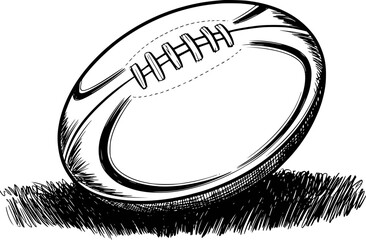 Hand Drawn of an American Football Ball Grass with Transparent Background sport game © Mili