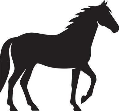 Black horse silhouette, dark animal icon, vector illustration, white background