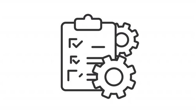 Animated survey process line icon. Settings pf poll animation. Task management, operational efficiency. Technical workflow. Outline element on white background. HD video with alpha channel