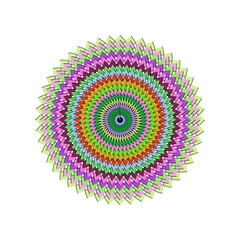 Obraz premium Colorful concentric circular pattern with geometric shapes mandala design