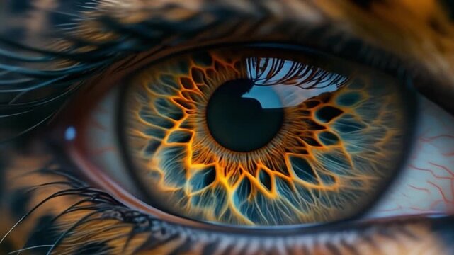 Extreme Close Up of a Wild Leopard Eye with Detailed Iris Pattern