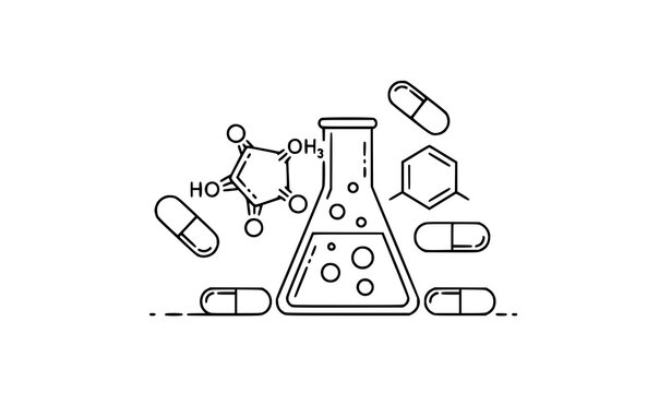 Pharmaceutical engineering line icon vector illustration