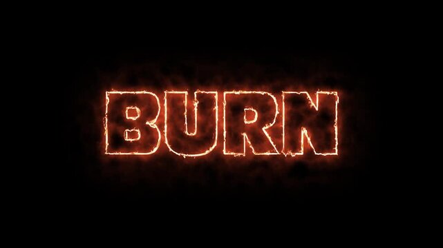 Burn Fire text animation. Burn Fire hot text motion.
