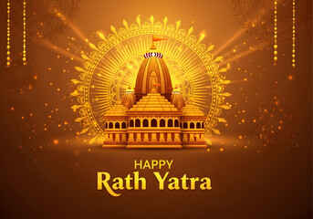 Fototapeta premium Rath Yatra Festival Celebration with Golden Temple Illustration