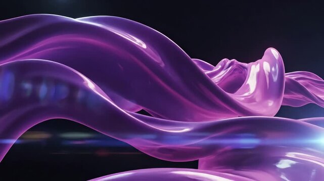 Technology Vibrant glass texture animation in purple and magenta hues on black. Smooth flowing gradient for dynamic backgrounds, music visuals, or digital interfaces. The bold color contrast scene 3
