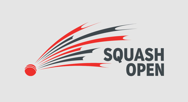 Squash Open Tournament Logo Featuring Dynamic Graphic Elements and Bold Typography Design