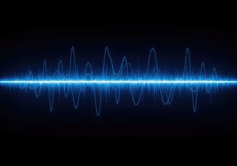 Fototapeta premium Abstract blue digital audio frequency waveform background illustration. Visual data visualization of sound, music, or energy lines, wave, cyan, display