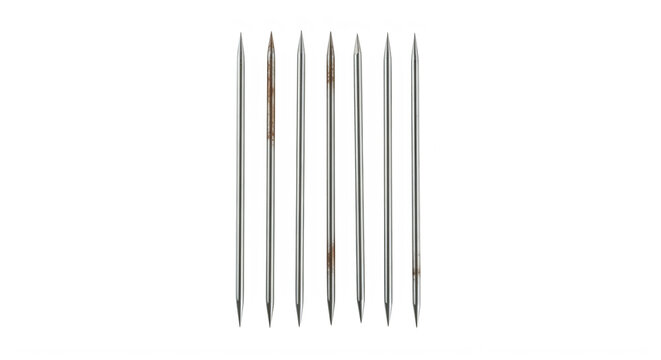 Group of sharp metal nails or spikes on white background transparent background
