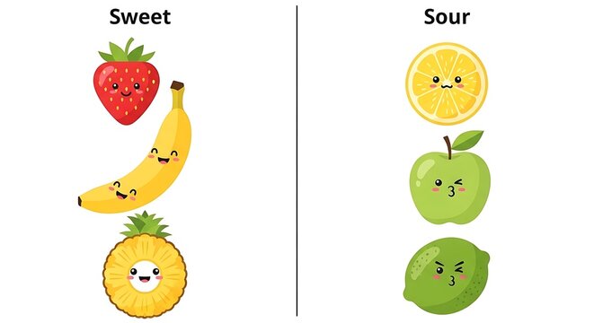 Sweet and sour fruit comparison.