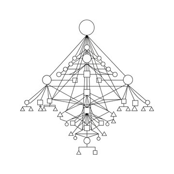 Complex Network Diagram with Shapes Connected.