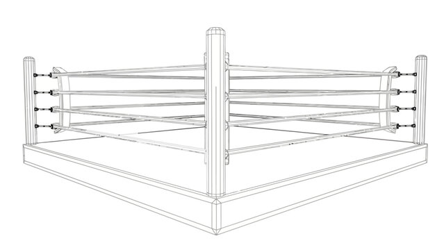 Boxing Ring Illustration Outline.