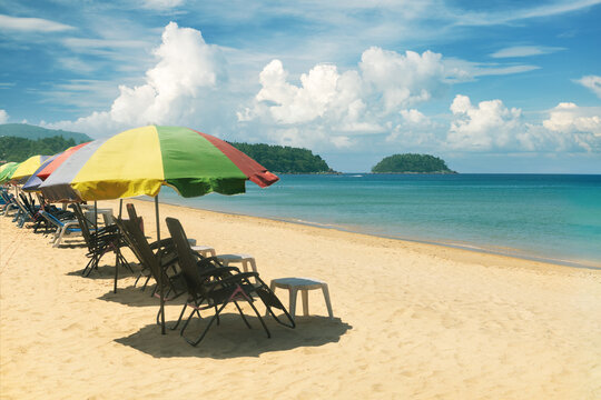 Beautiful view of tropical beach Karon in Phuket, Thailand.