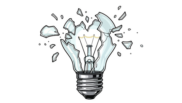 Broken Light Bulb Illustration.