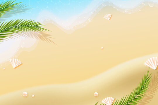 Minimal Beach Background With Sand And Ocean Summer Design
