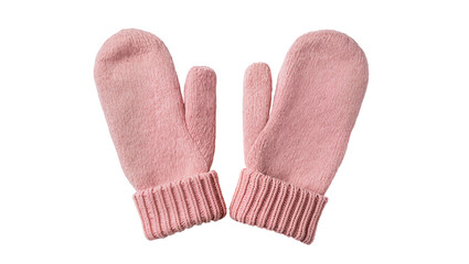 Dusty rose knitted mittens, displaying ribbed cuffs and cozy textures © Aino