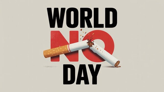World No Tobacco Day concept with broken cigarette and red no text