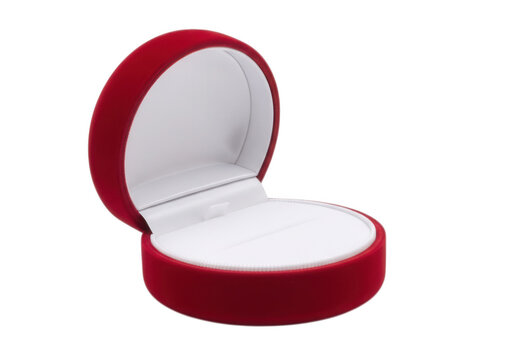 Elegant red velvet jewelry box with an empty ring compartment