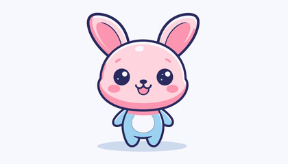 Fototapeta premium Adorable kawaii pastel pink and blue baby bunny rabbit with large eyes and a sweet smile, perfect for children's themes and cute graphic designs