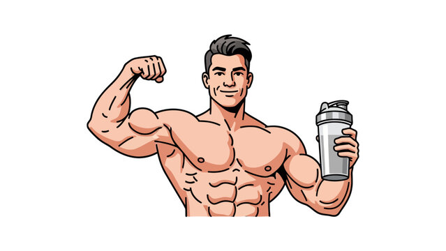 Muscular Man with Protein Shake.