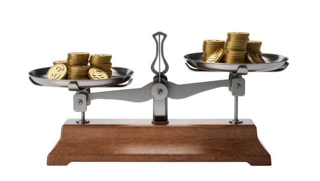 Antique balance scale comparing British pounds, Japanese yen for financial equilibrium