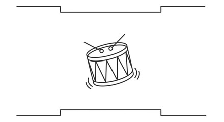 Fototapeta premium Animated Drum with Drumsticks, Musical Instrument, Percussion, Sound, Rhythm