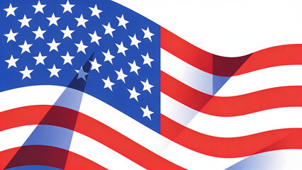 Fototapeta premium Vibrant Waving American Flag Illustration Symbolizing Patriotism, National Pride, and Democratic Values