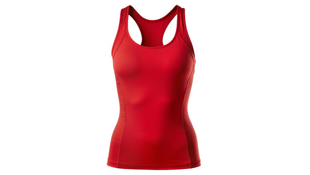 Bright red racerback tank top, athletic apparel displaying subtle texture