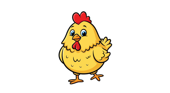 Cute Cartoon Chicken Character Design.