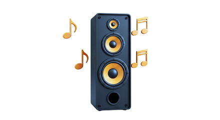 Fototapeta premium Black Speaker with Orange Accents and Music Notes