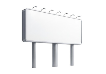 Obraz premium A large rectangular blank billboard structure with multiple overhead lights for outdoor advertising