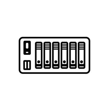 Black and white office binder icons.