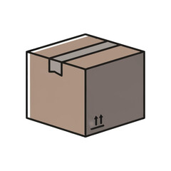 Fototapeta premium Brown cardboard box with black outline.