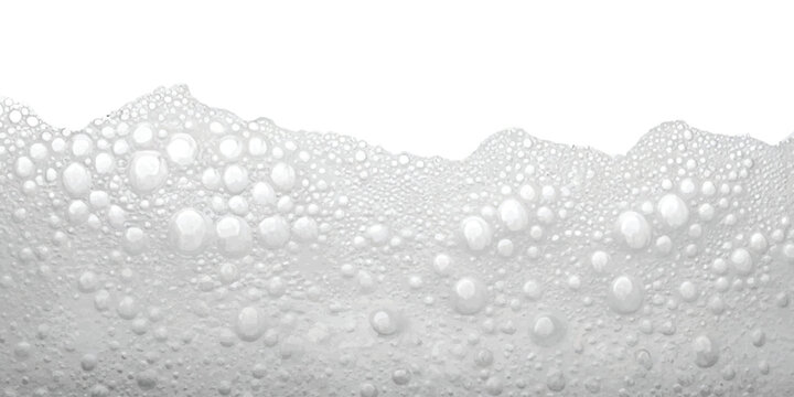 A close up view of white soap foam bubbles creates a soft textured background pattern on white isolated on white background, Vector, illustration