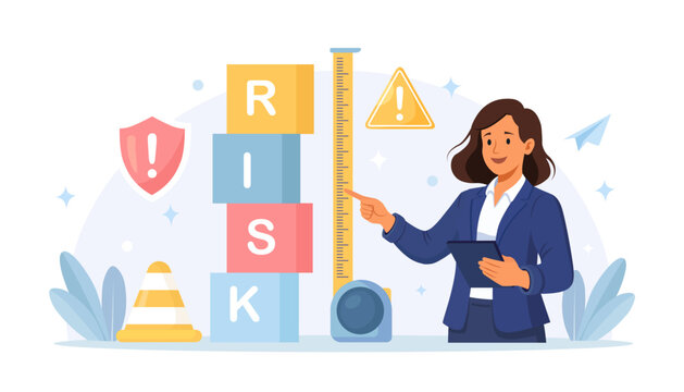 Risk assessment and investigation Businessman measuring risk with ruler symbol. Crisis management. Identifying hazards, financial safeguarding. Person measure money loss acceptable for investing