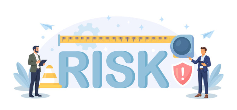 Risk assessment and investigation Businessman measuring risk with ruler symbol. Crisis management. Identifying hazards, financial safeguarding. Person measure money loss acceptable for investing