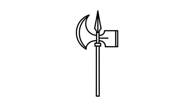 Halberd Icon, Medieval Weapon, Ancient Battle Axe, Military Symbol, Vector Illustration