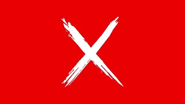 simple  cross mark icon animation. White cross icon for warning and stop sign animation. animated red cross symbol for rejection and incorrect choice