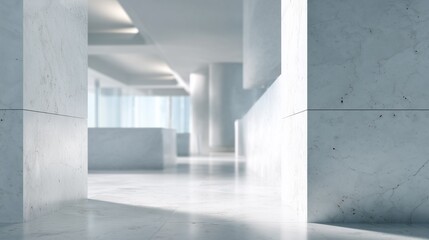 Obraz premium Large open space with smooth marble floor and bright lighting during the day in a modern building