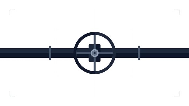 Minimalist Industrial Valve Control Animation on Pipeline