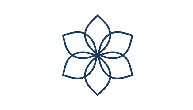 Abstract Geometric Flower Logo Icon - Minimalist Blue Outline